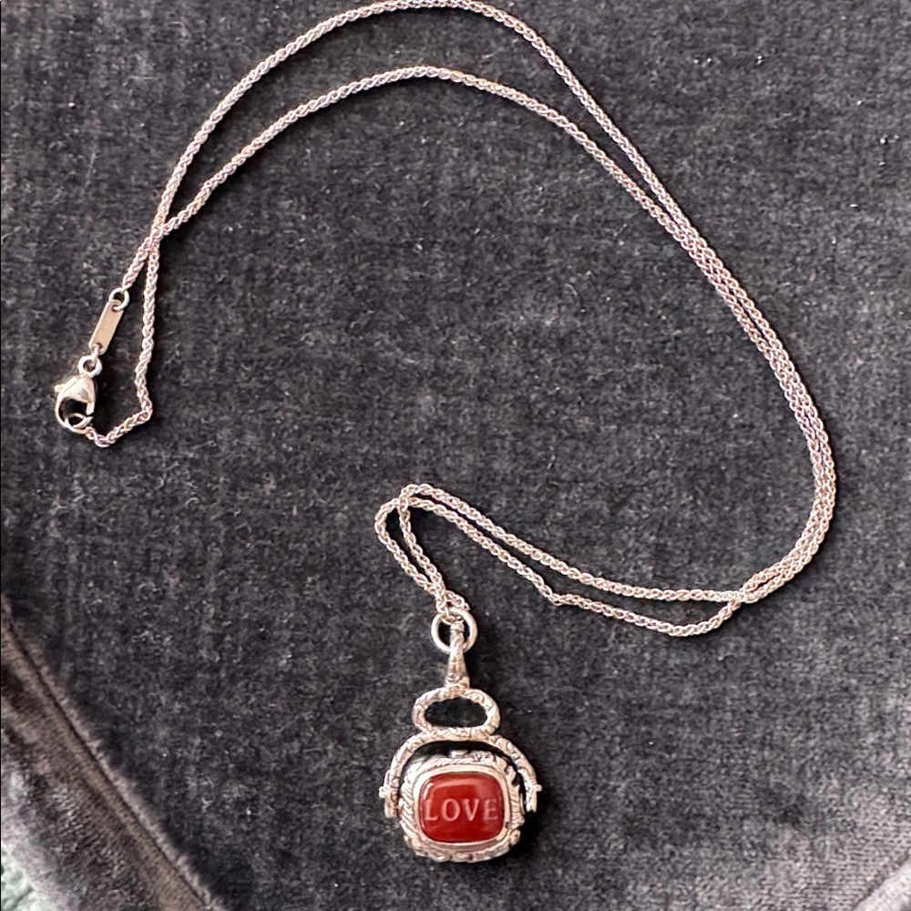 Monica Rich Kosann Sterling Carnelian Love Pendant